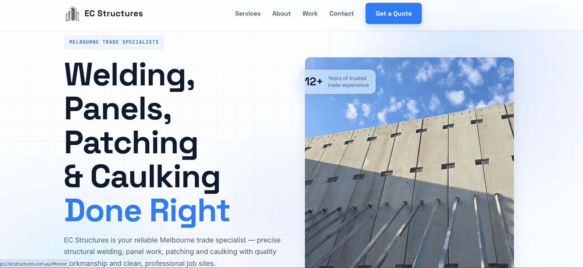 EC Structures website preview